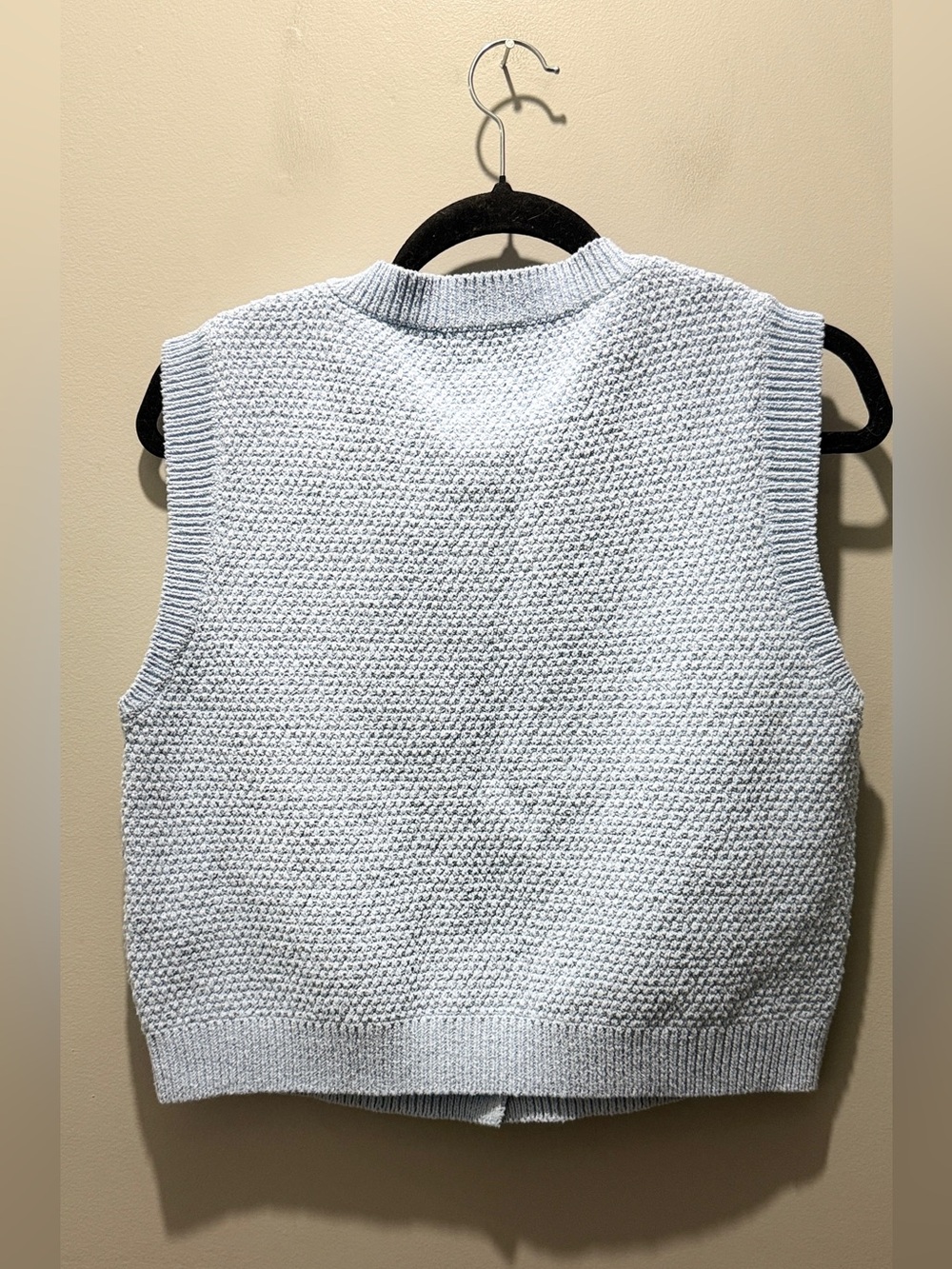 Zara Gold Shell Button Structured  Knit Vest - Baby Blue - Picture 5 of 7